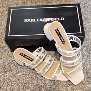 Karl Lagerfeld White and Cream Strappy Heels